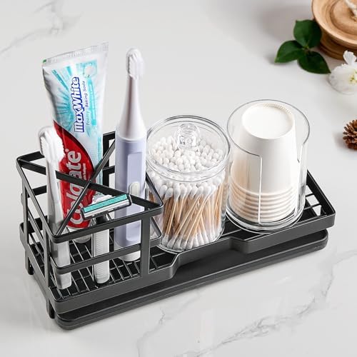 Toothbrush Holders for Bathrooms, Cotton Swabs & Cups Dispenser Set - Image 6