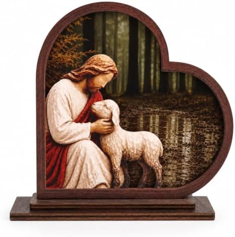 Christian Gifts for Women and Men, Jesus and Lamb Pastor Appreciation Gift by KATINAT