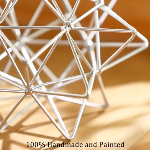 Metal Geometric Table Top Decor, 3D Sliver Spheres Decorative Accents Balls, Iron Abstract Sculpture Objects for Home Decor, Coffee Table Top Decorations for Home Office Living Room Bedroom Decor - Image 6