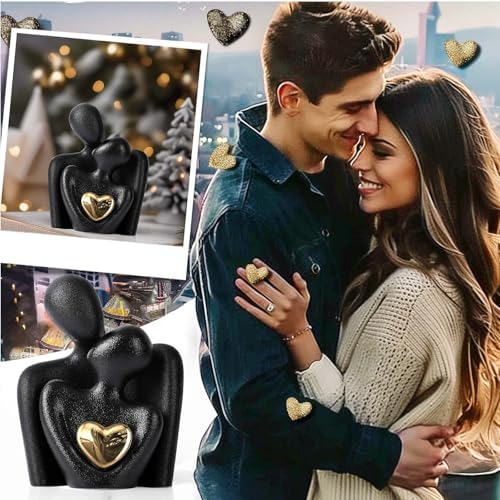 Mini Couple Statue Tv Stand Decor Items for Living Room Home Decor,Bedroom Decor for Couples Sculpture for Anniversary Wedding,Love Gifts for Couples 2026,Knick Knacks for Shelve (Black, 3.15in) - Image 3