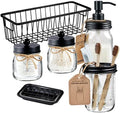 SheeChung Mason Jar Bathroom Accessories Set,6Pcs Rustic Bathroom Set,Black by SheeChung