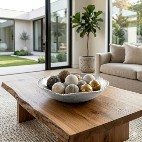 ANDALUCA Rustic Silver Decorative Cast Metal Round Bowl 10 inch (Silver) - Image 4