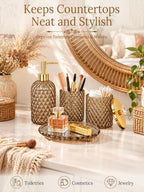 Haturi Glass Bathroom Accessories Set, Amber Brown Bathroom Set, 4 Pcs - Image 4