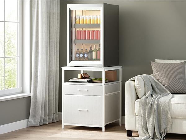Herture Mini Fridge Stand with 3 Storage, Mini Fridge Cabinet, Beverage Fridge - Image 7