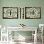WAKOSAN Rustic Wood Window Frame Wall Decor with Wreath & Arrows - Image 6
