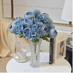 Artificial Peony Flowers 2 Bundles Peony Fake Flowers Faux Silk Peonies with Hydrangea Flower Bouquets for Wedding Home Party Decor Floral Arrangements Table Centerpieces, Dusty Blue X2 - Image 6