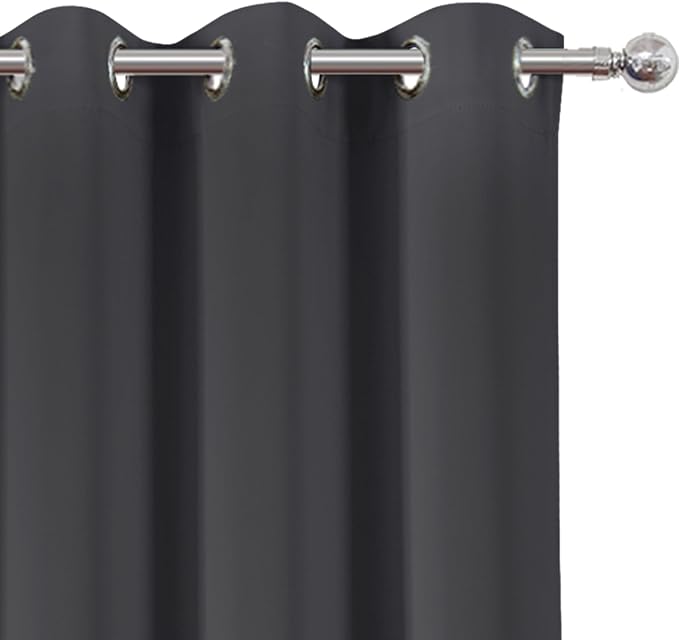 Dark Grey Thermal Blackout Curtains/38 x 63 Inch/Set of 2 Panels Room Darkening - Image 6