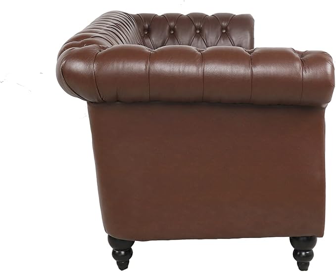 LEVNARY Chesterfield Sofa, Classic Tufted Upholstered Leather Couch, Modern 3 - Image 7