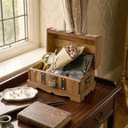 Vintage Wooden Treasure Chest Box with Combination Lock,,Brown,10"x6"x6" - Image 4