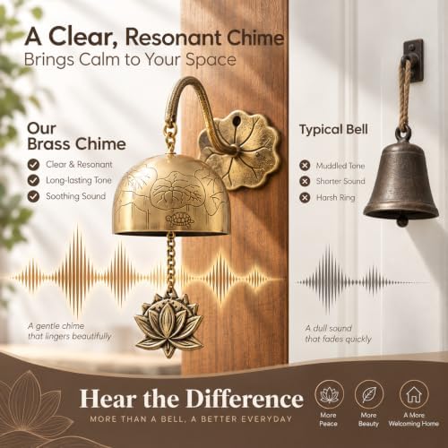 Solid Brass Bell for Door, Shopkeepers Bell for Door Opening, Magnetic Door Chime for Home & Business Entrance, Made in Korea - Image 2