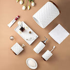 RQYIXI Ceramic Bathroom Accessories Set,Cream White,6 Piece,with Trash Can - Image 5