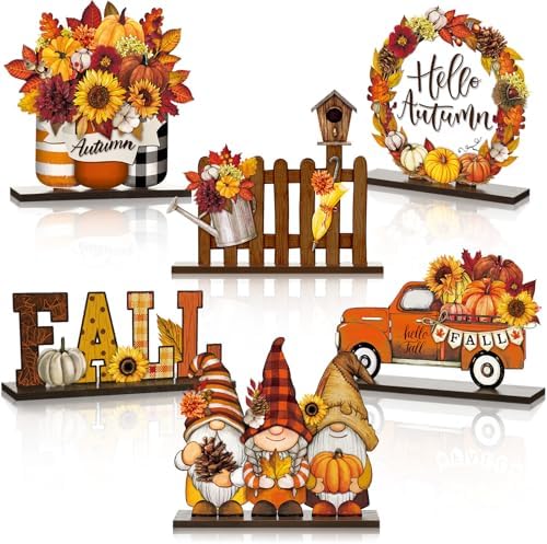 Wenqik 6 Pcs Fall Wooden Table Decorations for Home and Office, Harvest by Wenqik