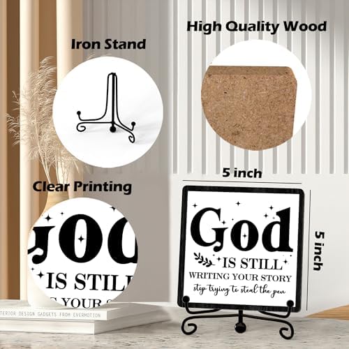 Home Decor, Farmhouse Shelf Decor For Living Room, Boho Aesthetic Table Decorations, Christian Gifts For Women Men, Entryway Tv Stand Fireplace Mantle Coffee Table Decoration (story-05) - Image 2