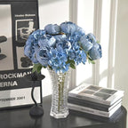 Artificial Peony Flowers 2 Bundles Peony Fake Flowers Faux Silk Peonies with Hydrangea Flower Bouquets for Wedding Home Party Decor Floral Arrangements Table Centerpieces, Dusty Blue X2 - Image 4