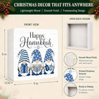 Christmas Decorations Happy Hanukkah Blue Gnome Wood Box Sign - Image 4