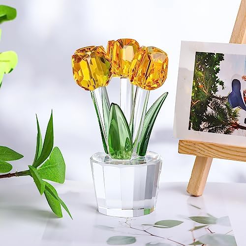Movdyka Tulips Glass Flowers Collectible Figurines Crystal Decor - Image 3