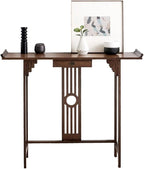 Southeast Asian Style Console Table, Walnut Bamboo Entryway Table, Narrow Long - Image 4