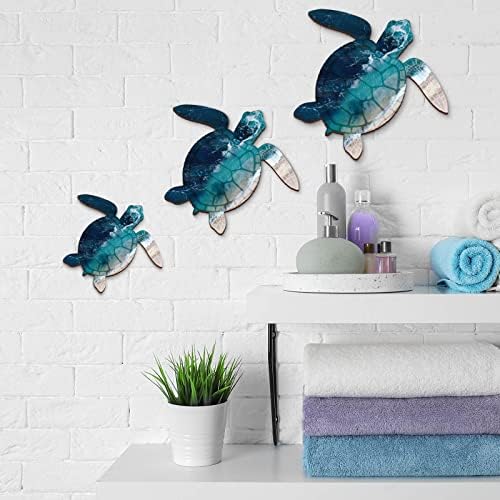 Bucherry 3 Sizes Wooden Sea Turtle Wall Decor Turtle Wall Art,Dark Blue by Bucherry