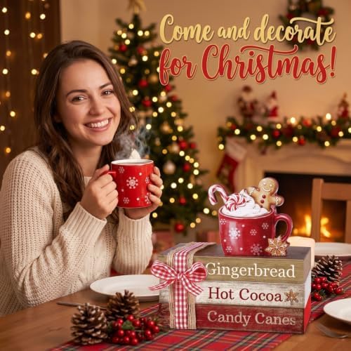 4pcs Christmas Table Decor, Wooden Gingerbread Coffee Cocoa Signs - Image 5