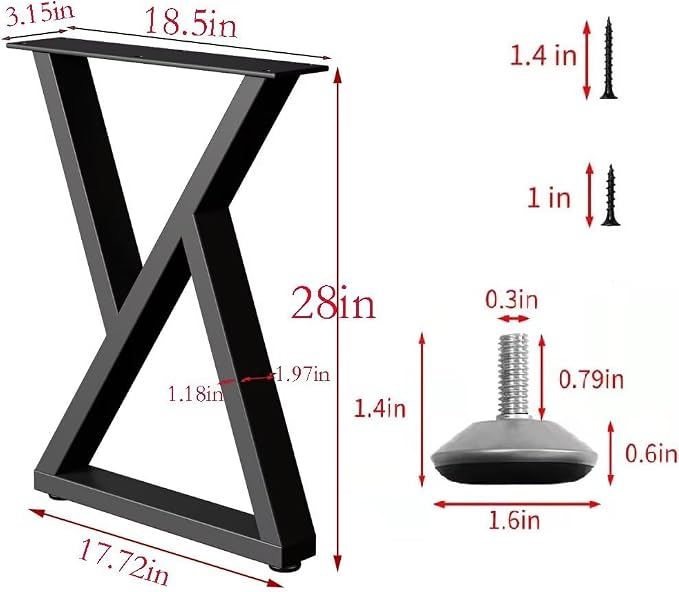28 Inch Metal Table Desk Legs, Heavy Duty DIY Industrial Furniture Legs - Image 6