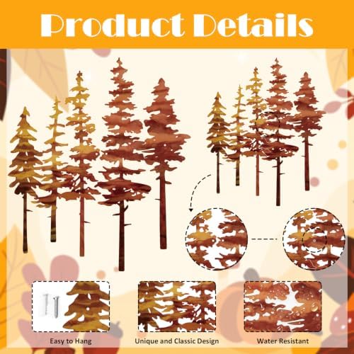 ESTART Metal Autumn Pine Tree Wall Art, Metal Tree Wall Decor - Image 6