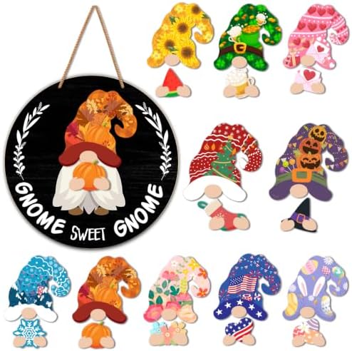 Interchangeable Gnome Welcome Sign Fall Halloween Door Decor, Black by Unknown