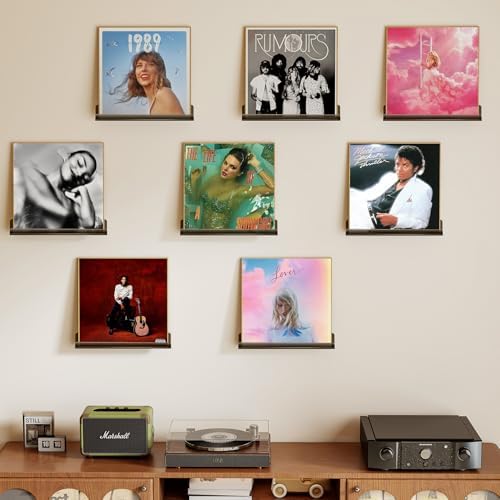 Vinyl Record Wall Mount Shelves, 12 inch Vinyl Holder, 8 Pack, Black - Image 6