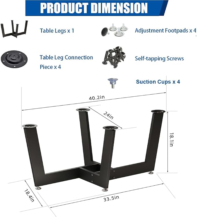 KaKaBB Metal Coffee Table Legs, 18 Inch Coffee Table Base, Furniture Legs - Image 2