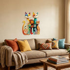 Wesiti Metal Cat Wall Art Decor Colorful Sculptural Mid Century 12.6x15.7 - Image 5