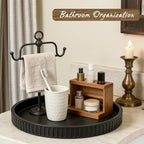 12in Decorative Tray for Coffee Table Tray Decor, Black 100% Solid Concrete Decorative Round Tray for Kitchen, Living Room, Home Decor - Image 4