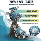 Triple Sea Turtle Statue – Ocean Decor Figurine with Coral Reef Base | Coastal Tabletop Accent in Bronze, Silver & Pacific Blue | Beach House Nautical Room Decoration (9.5" x 7.25") - Image 4