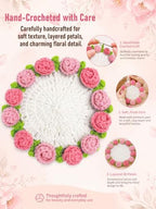 Crochet Flower Bouquet Coasters, Cotton Rose Gifts for Home Decor 1Pc - Image 4