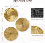 Briful 12" Gold Wall Décor Pack of 3 Metal Starbursts Radial Plate Wall Art Modern Accent Hanging Wall Decorations For Home Office Bedroom Or Living Room Wall Sculptures - Image 2