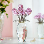 Pink Crystal Rose Bouquet Figurine Wedding Table Centerpiece Decor - Image 2