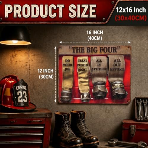 Vintage Firefighter Metal Art Tin Sign Retro Firehouse Wall Decor Funny Inspirational Quote Poster for Garage Man Cave Coffee Bar Home Office Decoration Gift 12x16 Inch - Image 2