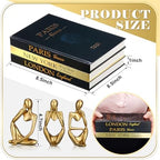 Feifeiya 6 Pcs Gold and Black Color Decorative Book & Thinker Statue Set - Image 3