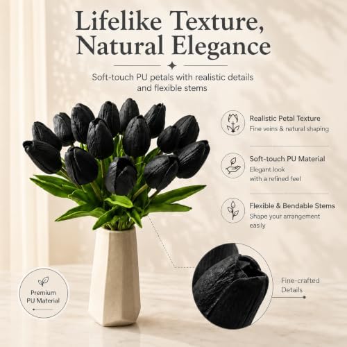 Mandy's 20pcs Artificial Black Tulips - Image 2