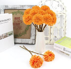 Tinsow 12PCS Artificial Ball Chrysanthemum Faux Flowers Bouquet Orange - Image 4