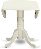 East West Furniture DLBO3-WHI-W 3 Piece Dining Room Table Set Contains a Round - Image 4