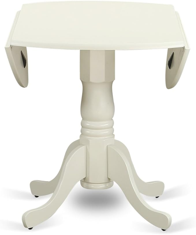 East West Furniture DLBO3-WHI-W 3 Piece Dining Room Table Set Contains a Round - Image 4