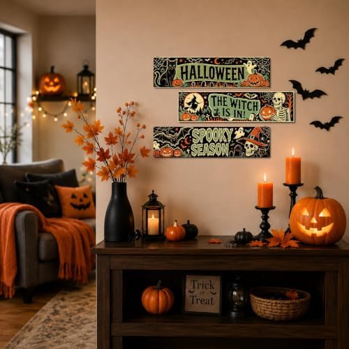 Retro Halloween Decor, 3 Pcs Halloween Hanging Signs, Entryway Decor Wall - Image 5