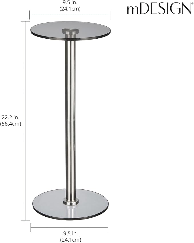 mDesign Glass Top Side/End Drink Table - Image 3