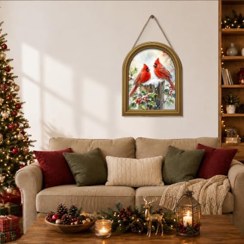 Christmas Decor Vintage Winter Cardinals Wall Art Sign Table Decor - Image 6