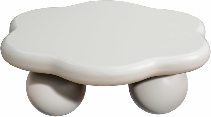 35" Cloud Coffee Table with 3 Ball Legs, Modern Minimalist Petal Center Table - Image 6