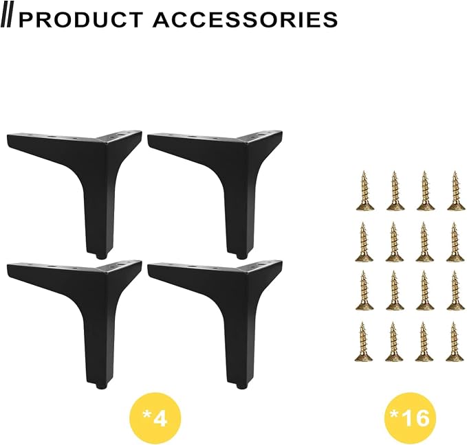 AODIOU Furniture Legs Metal feet: Couch Legs 6 Inch Sofa Cabinet Legs - Image 7