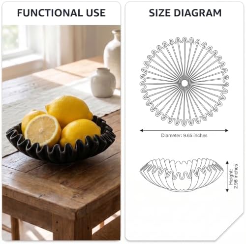 FESTGLOX Black Decorative Bowl, Decorative Fruit Bowls for Kitchen Counter - Image 2
