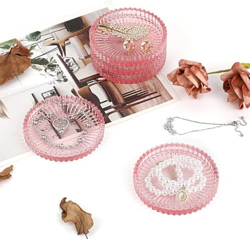 Modern Clear Coaster Set of 5- Glass Coasters for Drinks, Clear Pink - Image 6