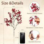 Uieke 15Pcs Fall Artificial Flowers Baby Breath, Burgundy & Orange Flowers - Image 4