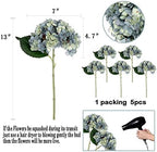 6Pcs 13" Blue Green Silk Hydrangea Artificial Flowers - Image 2