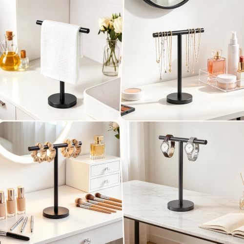 Hand Towel Holder Stand, Freestanding Bathroom Towel Rack, Black - Image 6